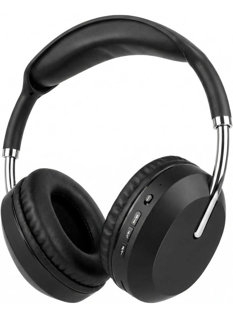 A09 Wireless Bluetooth  Headphones with Noise Cancelling Pure Bass Sound Extra Bass Hi Res Audio Built in Mic Long Battery Life Multi Point Connection Lightweight Foldable Black with 1 Year Warranty - Image 1